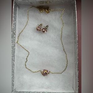 Kate Spade Gold & Pink Necklace and Earrings